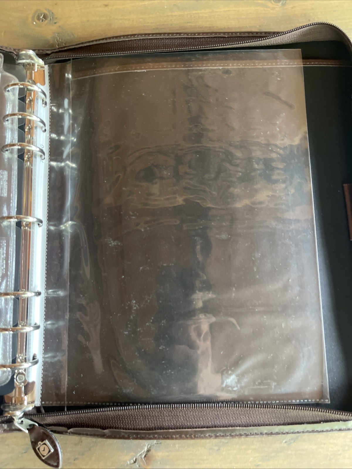 Day-Timer Distressed Leather Zippered Planner Cover, Brown, Folio 8 1/2 x 11