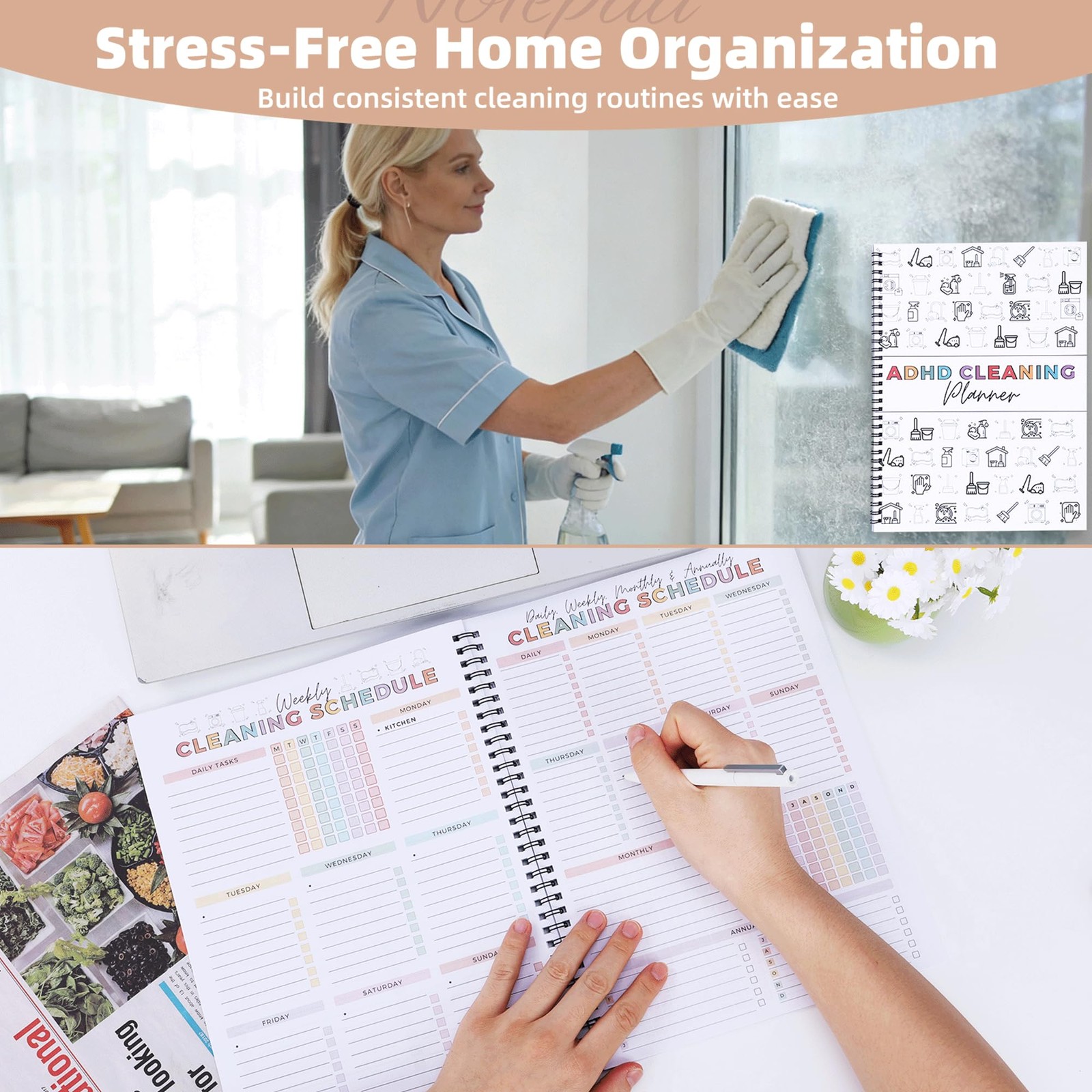 Adhd Cleaning Planner For Adults – Undated Daily, Weekly & Monthly Cleaning