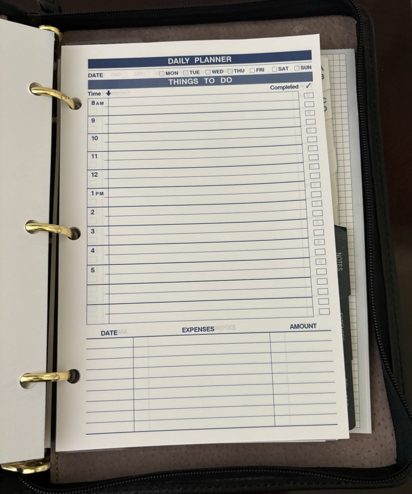 Vtg Winslow Business Planner Black 8×10 3 Ring 1997 Unused Inserts *BROKEN ZIP*