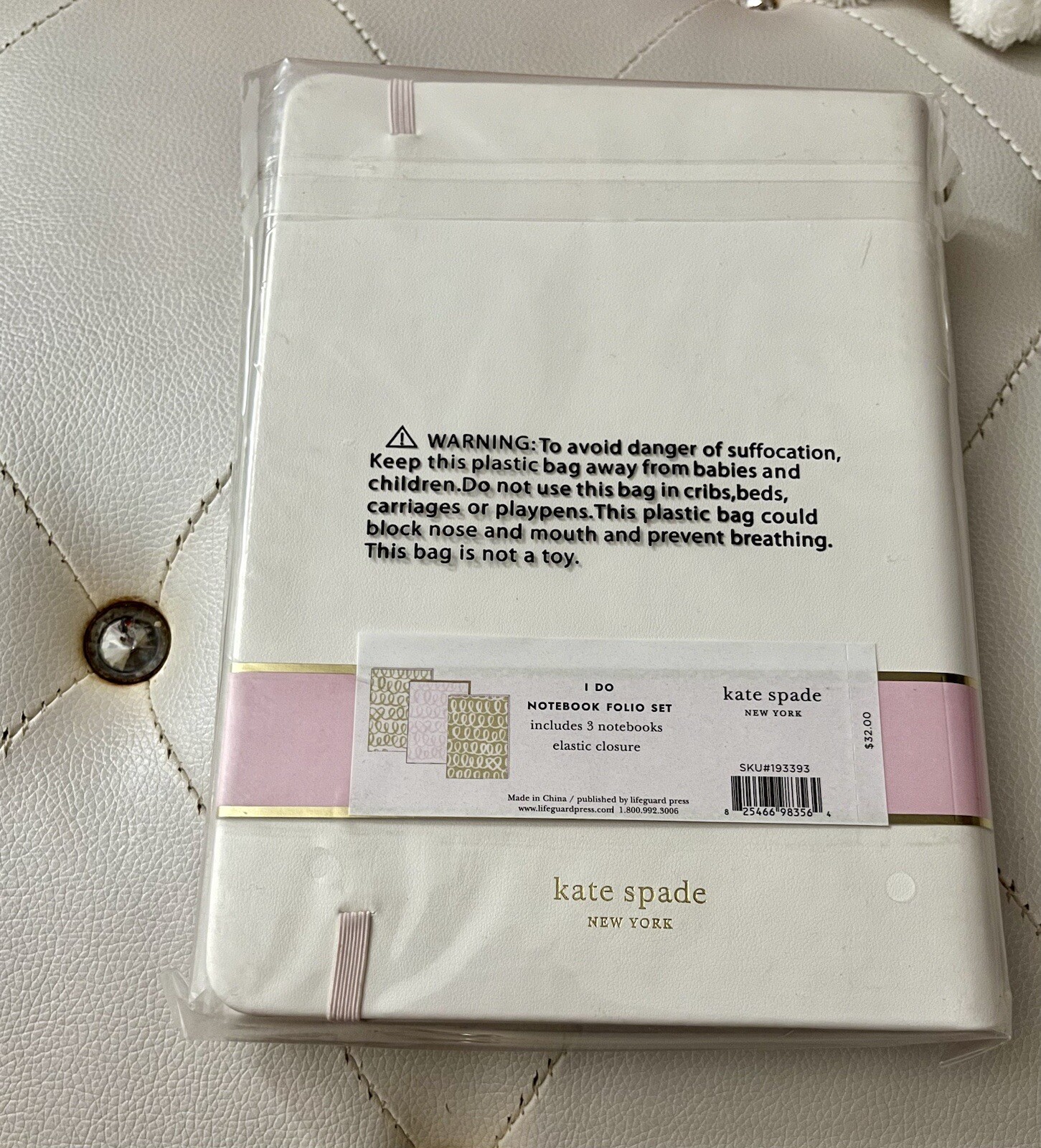 NEW Kate Spade Bridal “I Do” Pink White Gold Notebook Folio Set w/3 Notebooks
