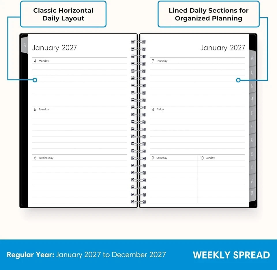 2027 Weekly and Monthly Planner Calendar, Includes January 2027 – December 2027,