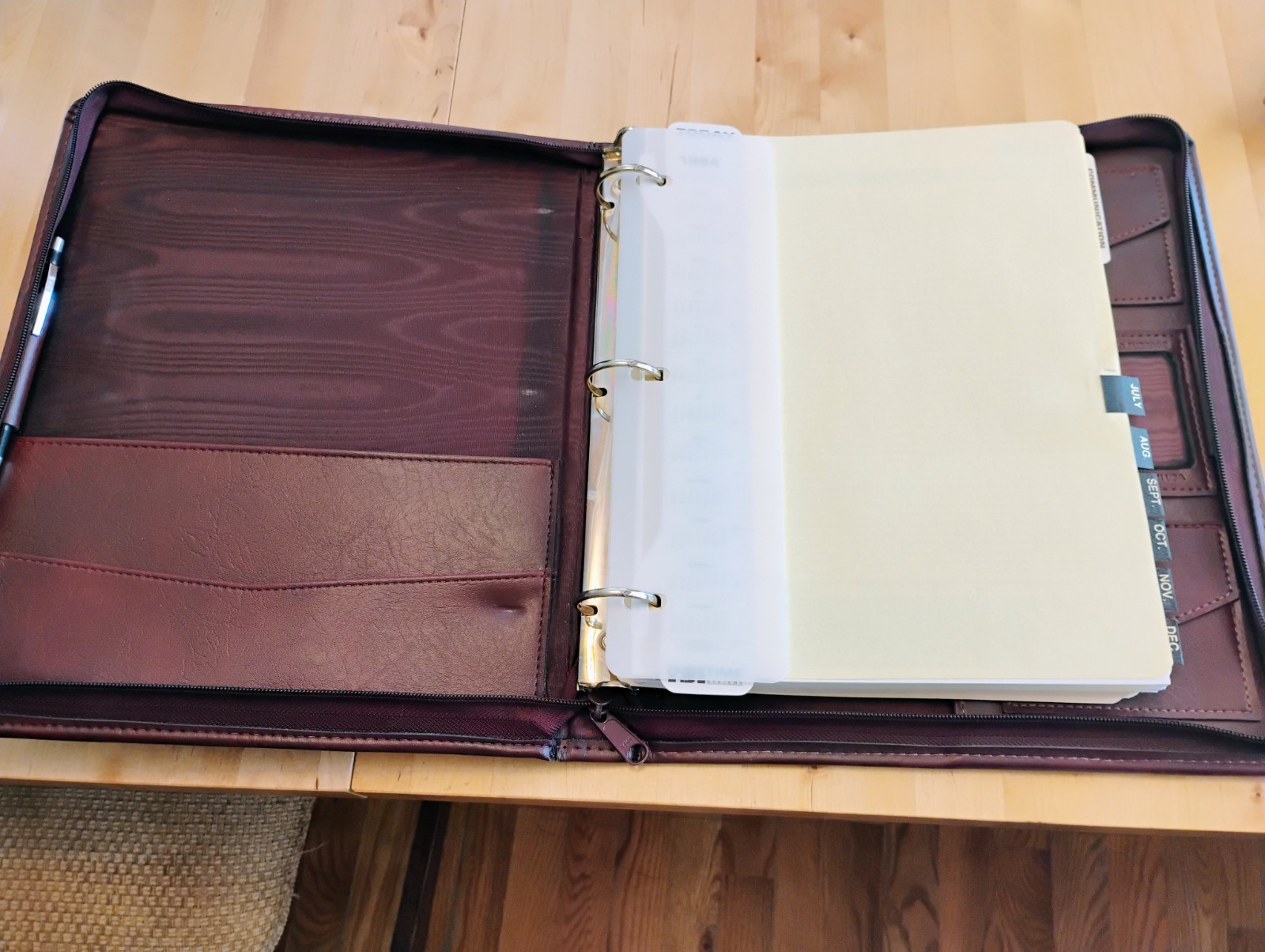 Time System A5 Leather Binder zip closure Pentel P225 Pencil CLEAN 1994 Planner