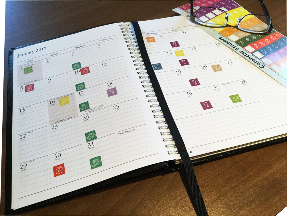 Planner Calendar Reminder Stickers | 1/2″ Inch Square | 10 Sheets – 1140 Total