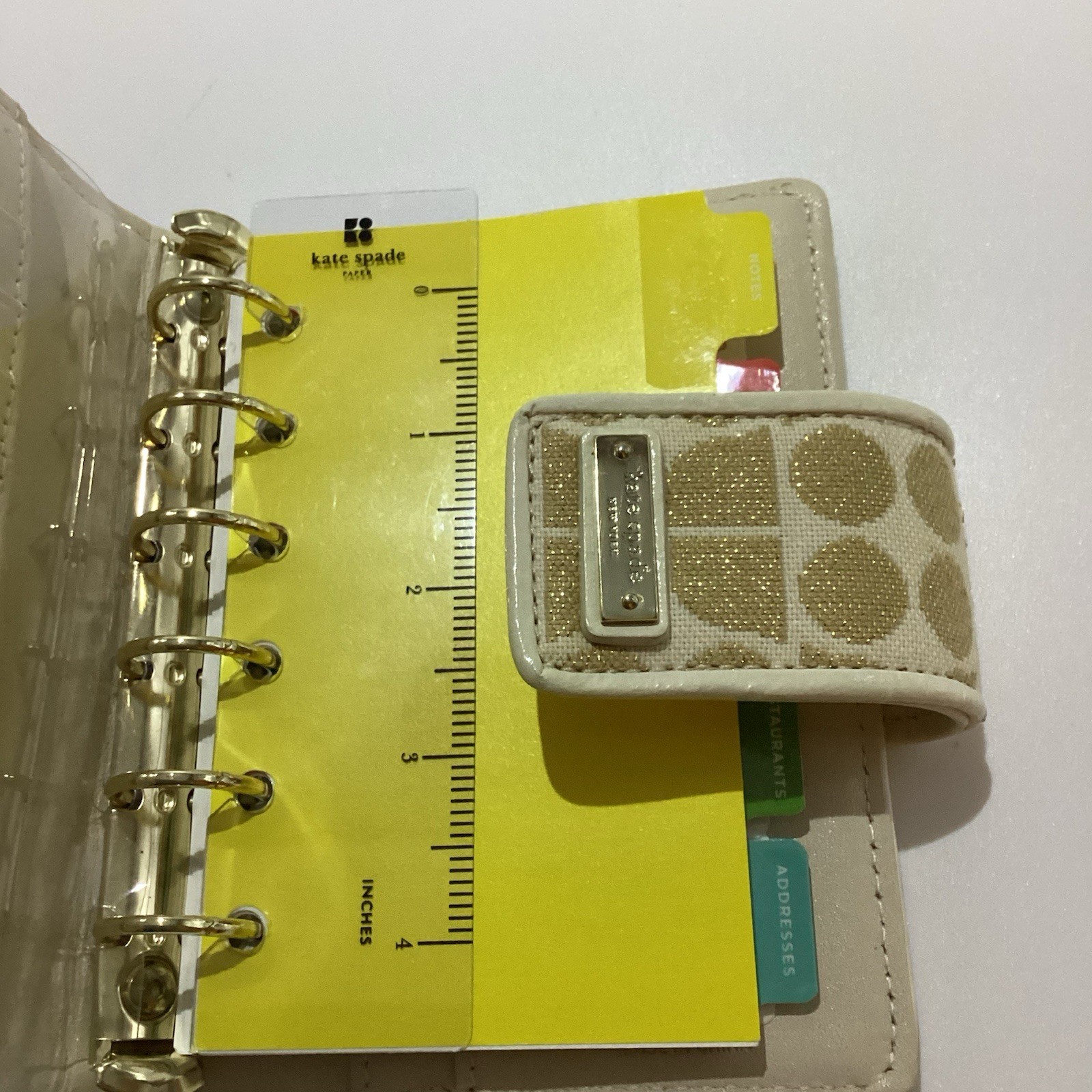 KATE SPADE NOEL PLANNER AGENDA ORGANIZER ADDRESS BINDER CREAM GOLD GLITTER NEW