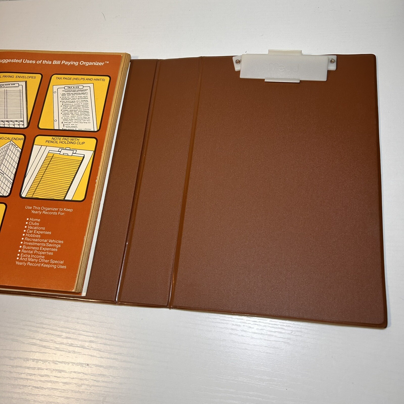 Vintage Mead 1978 Trifold Home Budget Bill Planner Record Binder W/ Inserts 8×11