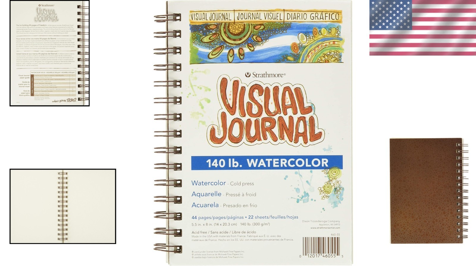 5.5×8 Watercolor Journal, 140 LB Cold Press Paper, 22 Acid-Free Sheets