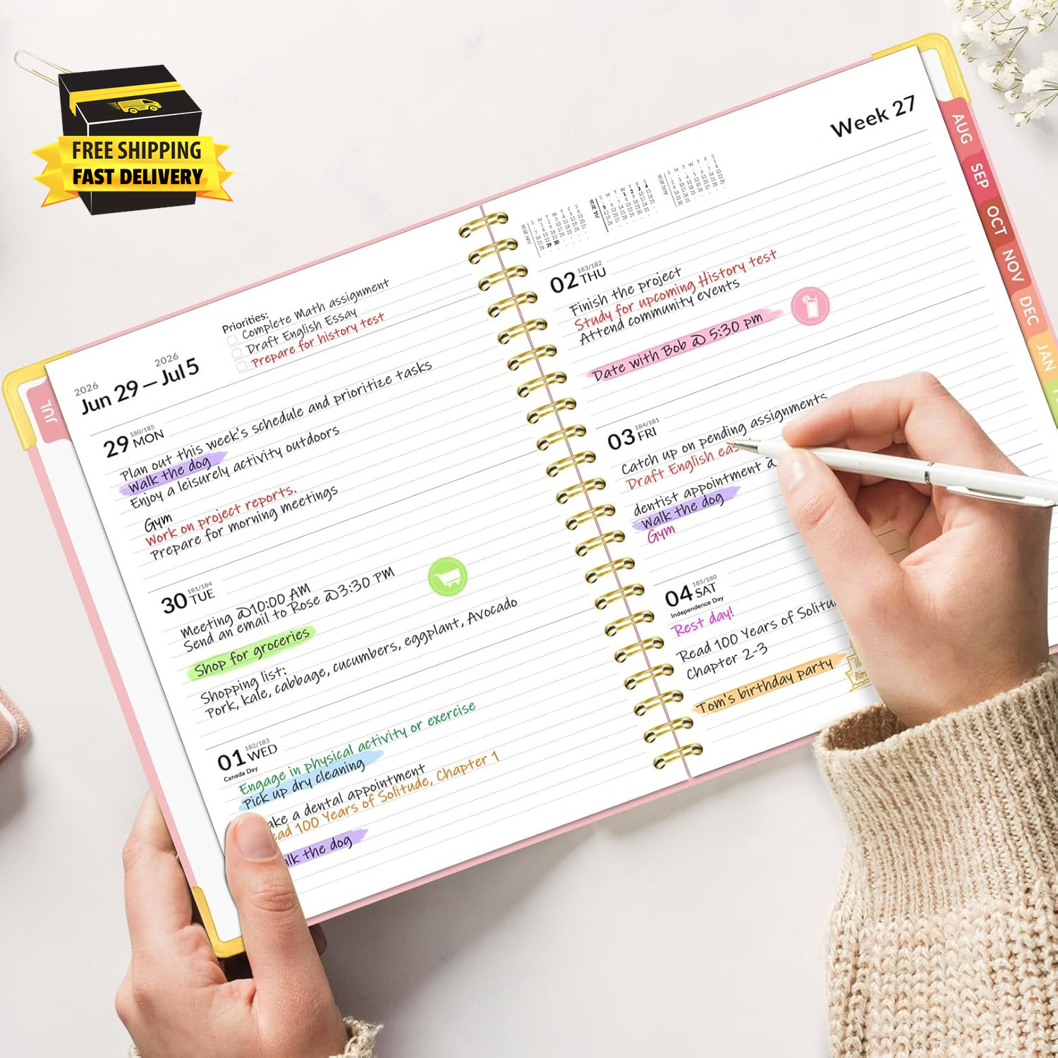 Academic Planner 2026-2027, Hardcover Calendar Planner Weekly & Monthly, July 20