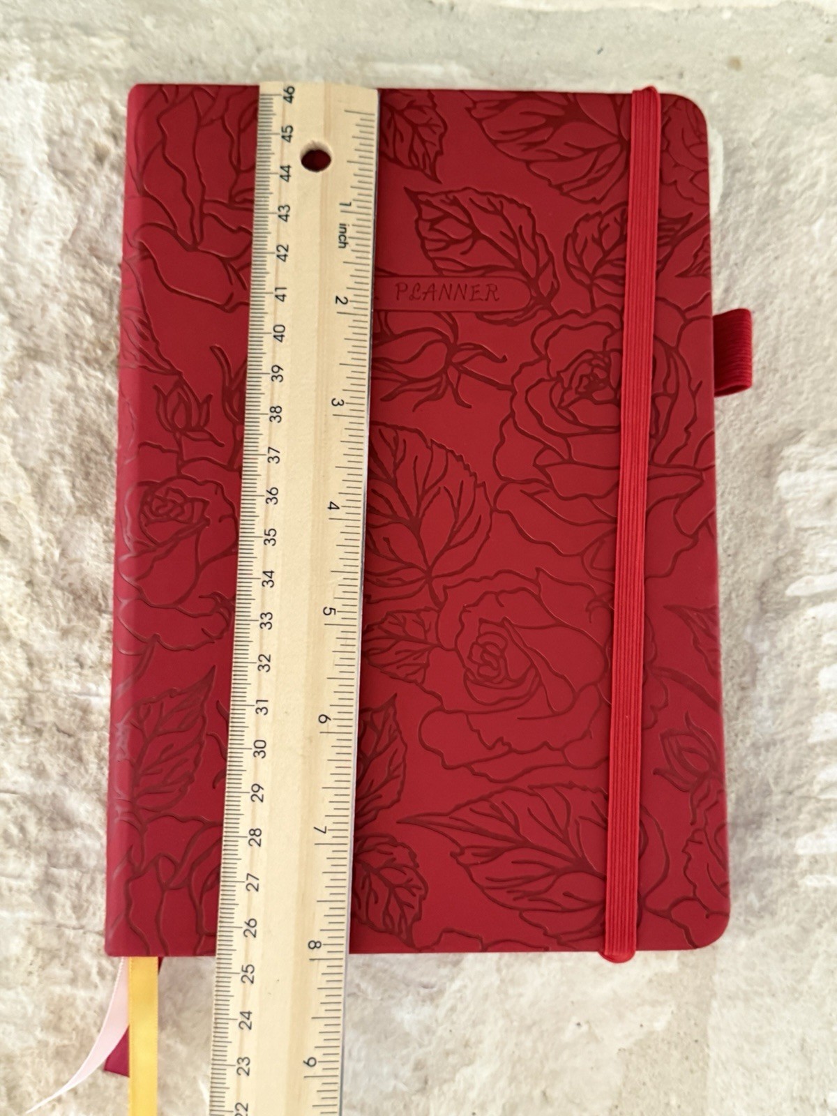 Rose Planner Undated Weekly Medium Planner, Red Floral Embossed Hardcover