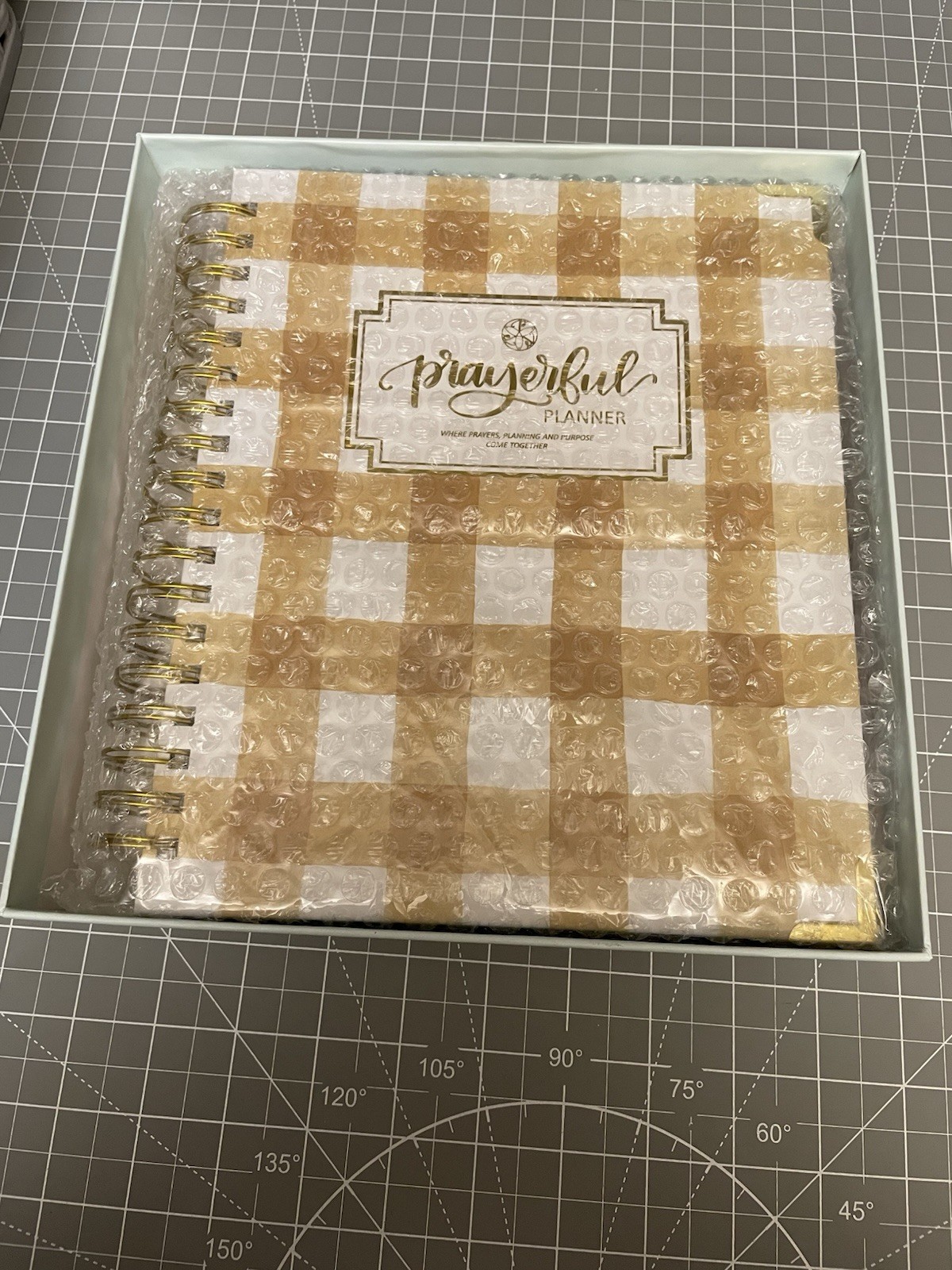 Prayerful Planner Undated Classic 7.5”x 9.5” Spiral Bound Yellow Gingham NIB