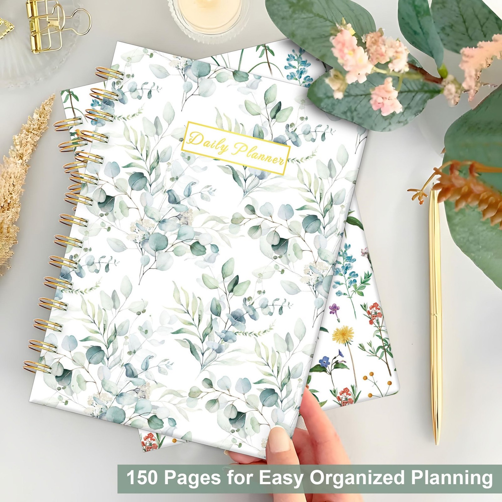 Daily Planner Undated – 6.5″x8.5″ To Do List Notebook Spiral Appointment Plan…
