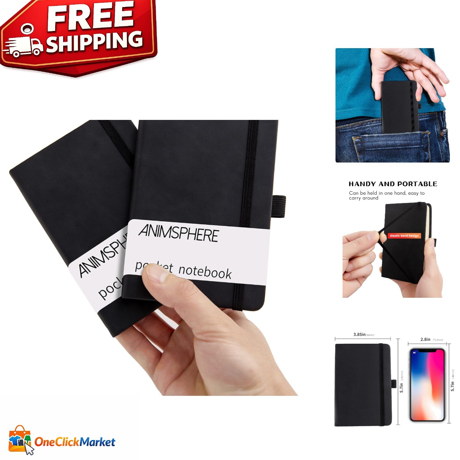 2-Pack Leather Pocket Notebooks – 4×5.7 Inches, 200 Pages for Stylish Note-Ta…