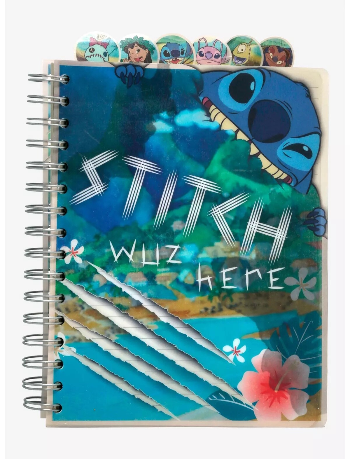 Disney Lilo & STITCH WUZ HERE Tabbed Spiral Lined Notebook Journal | 144 Pages