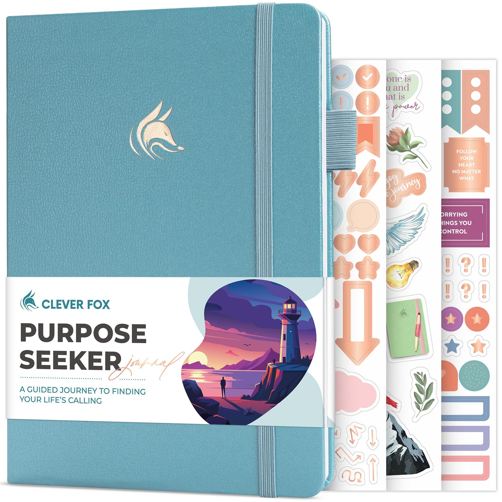 Clever Fox Purpose Seeker Journal – Guided A5 (5.8″ x 8.3″), Aquamarine