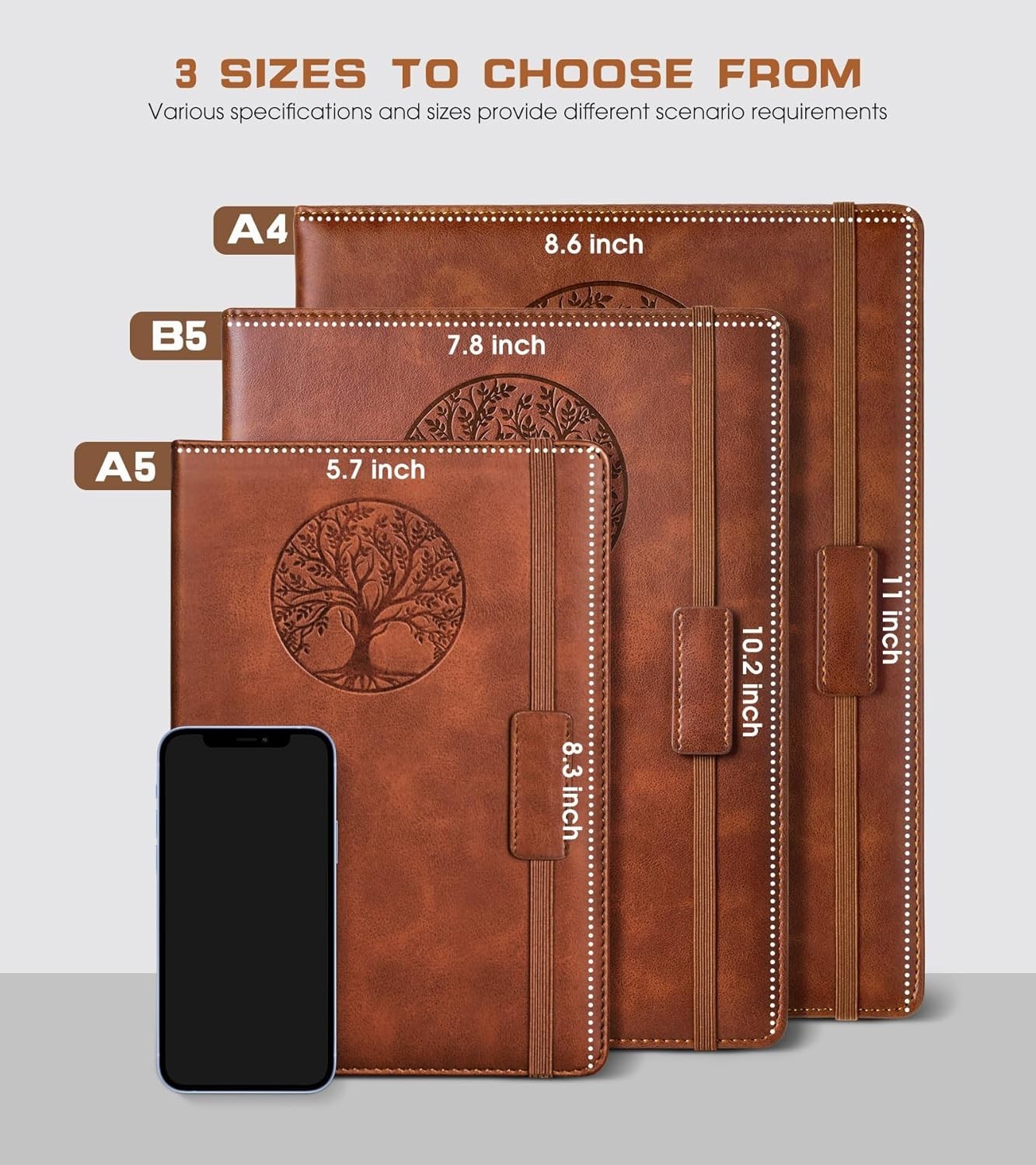 Lined Journal Notebook for Women Men,256 Pages A5 Hardcover Leather Journals for