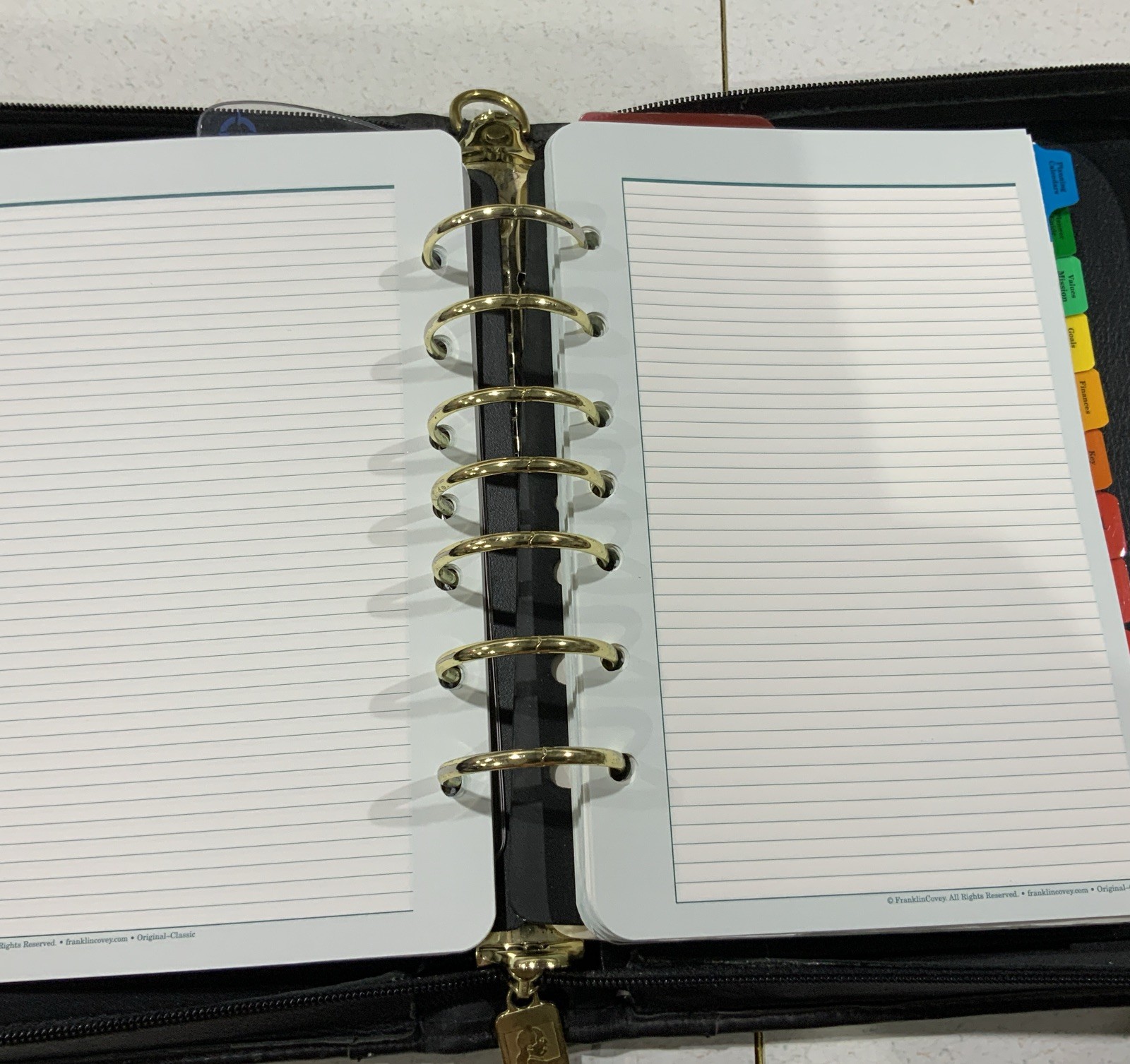 Franklin Covey Classic 7 Ring Planner Binder Black Leather 11 X 8 Zip Around