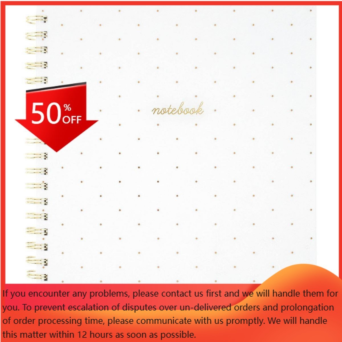 Sugar Paper Essentials 8.5″x11″ Large Spiral Bound Notebook Gold Dot 100 Pages