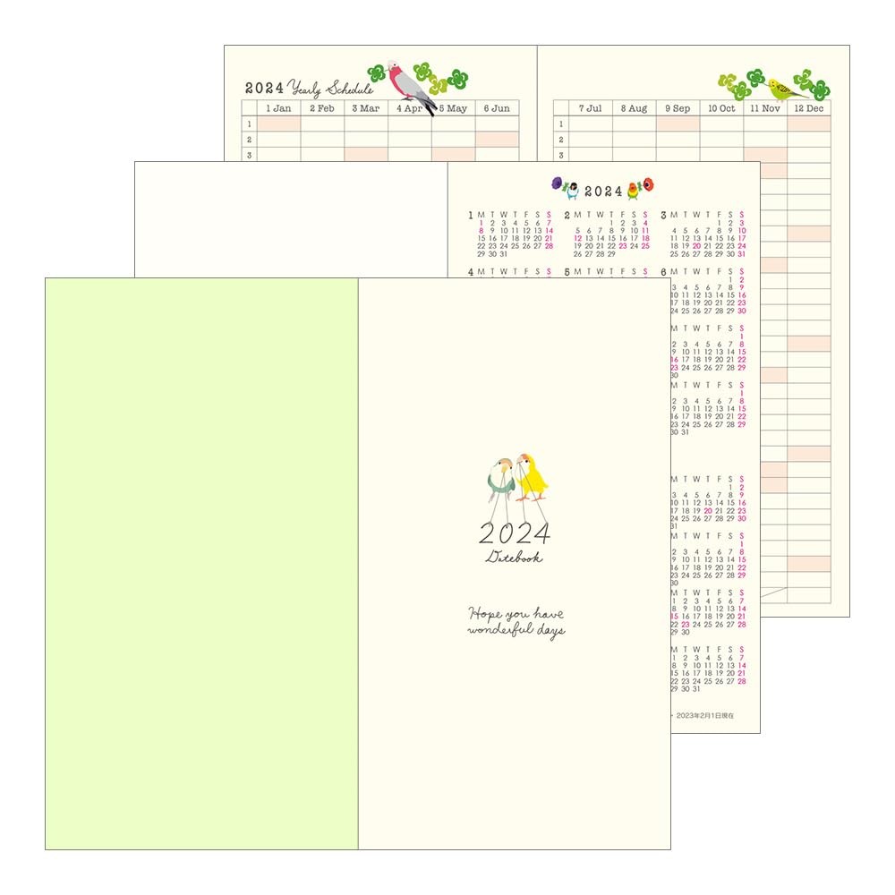 MIDORI Pocket Diary Notebook 2024 Slim Monthly Tri Pattern 22245006 (Starting Oc