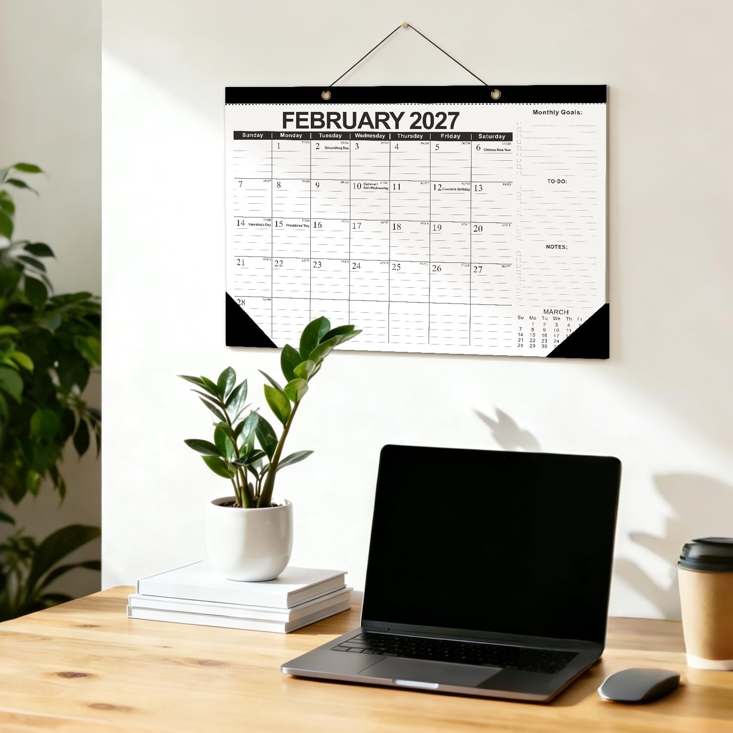 Kyweel 2026-2027 Desk Calendar, 18 Month 2026 Jan Classic Black