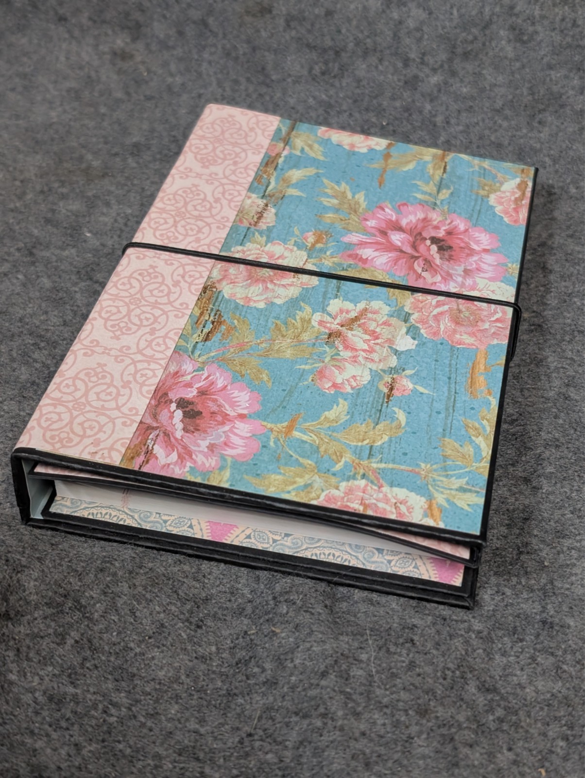 Handmade Paper Journal Flower print 4″x6″, Grocery List / Notepad Organizer