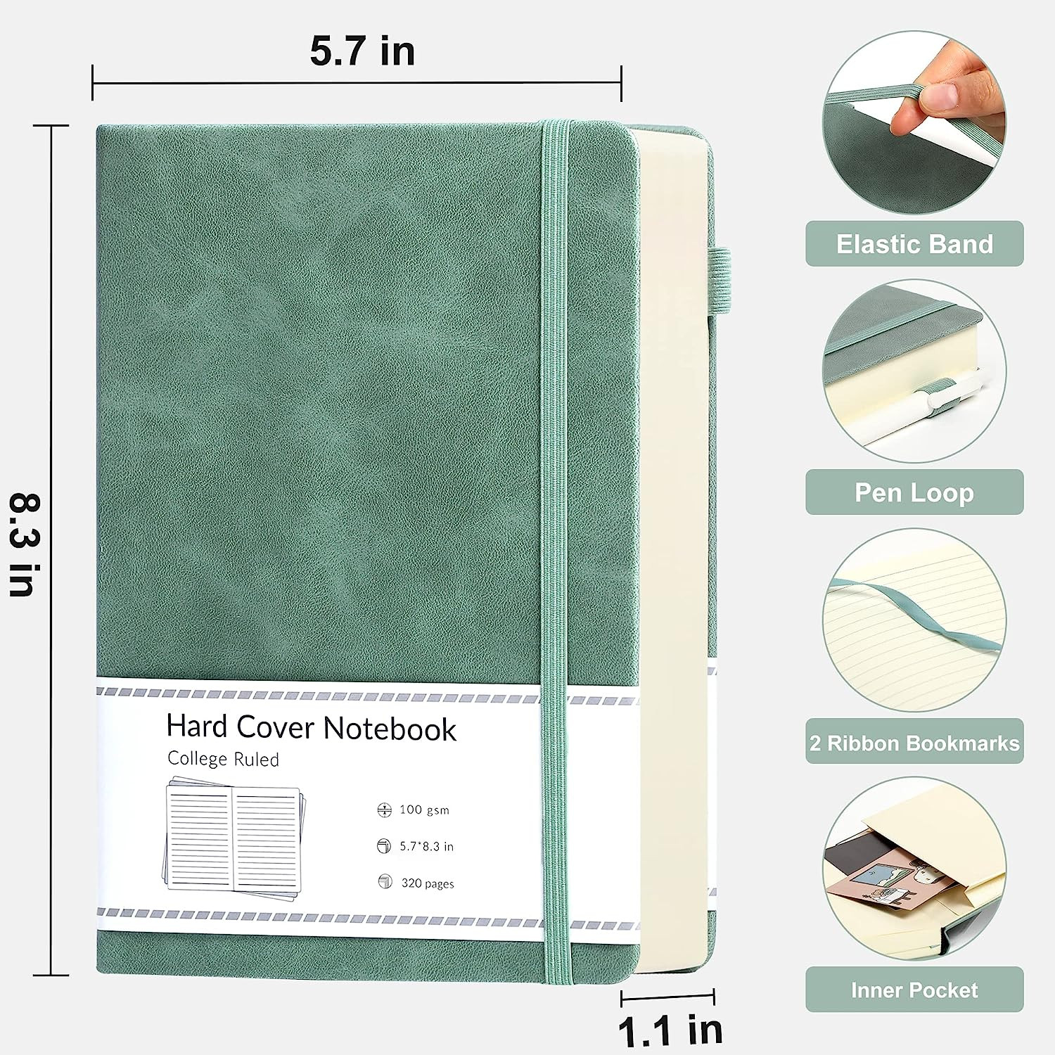 Lined Journal Notebook College Ruled Notebook Thick Leather School 320 Pages