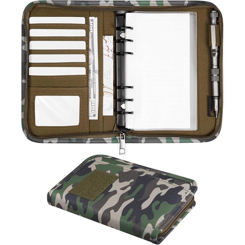 Weather Resistant Polyester Notebook Cover Zipper Binder Card Slots Organizer US