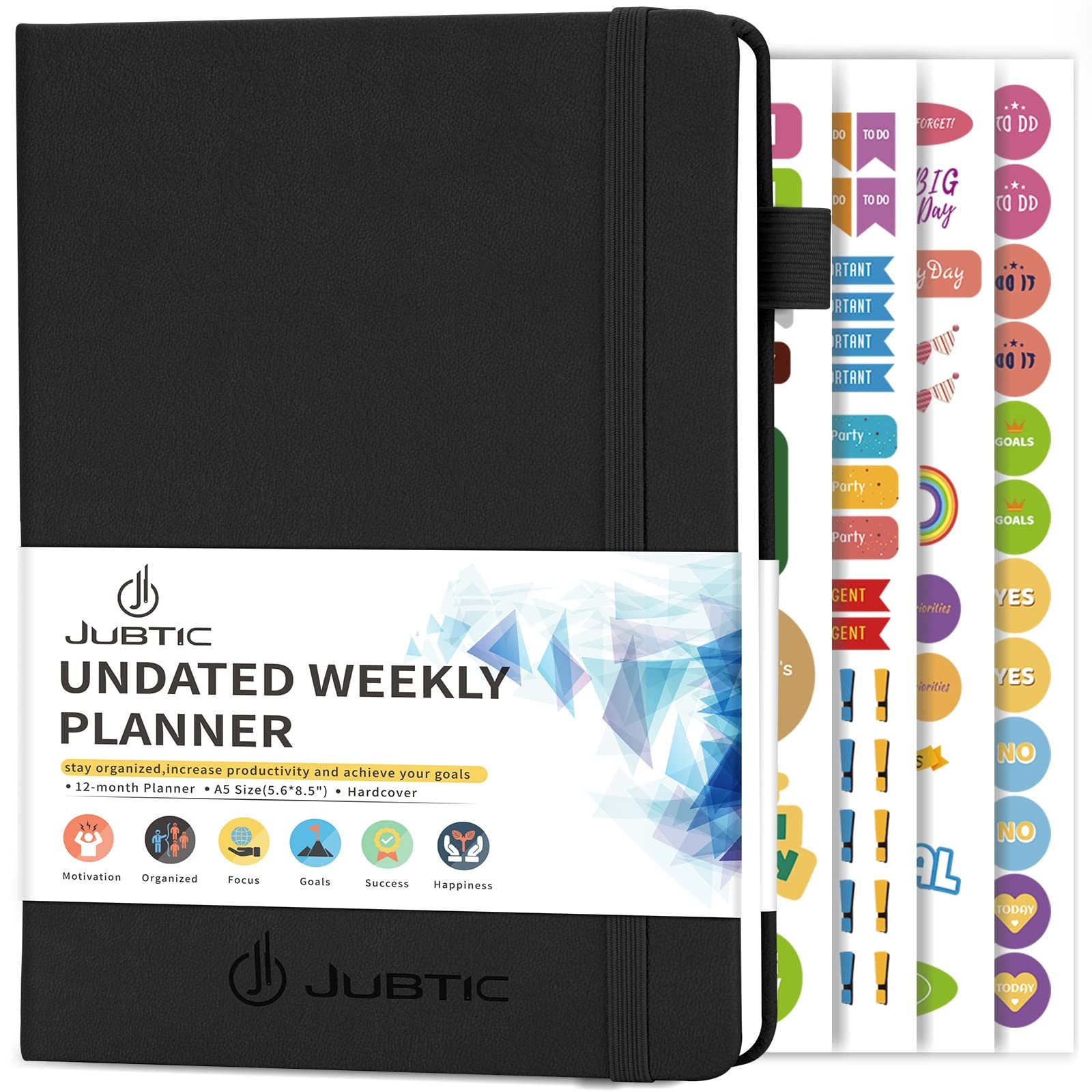 2026-2027 Undated Planner Weekly and Monthly A5-Weekly Planner, Black
