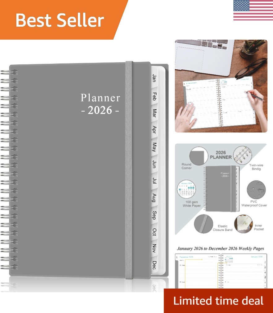 2026 Weekly & Monthly Planner with Durable Cover, 6.4″ x 8.5″ for Productivity