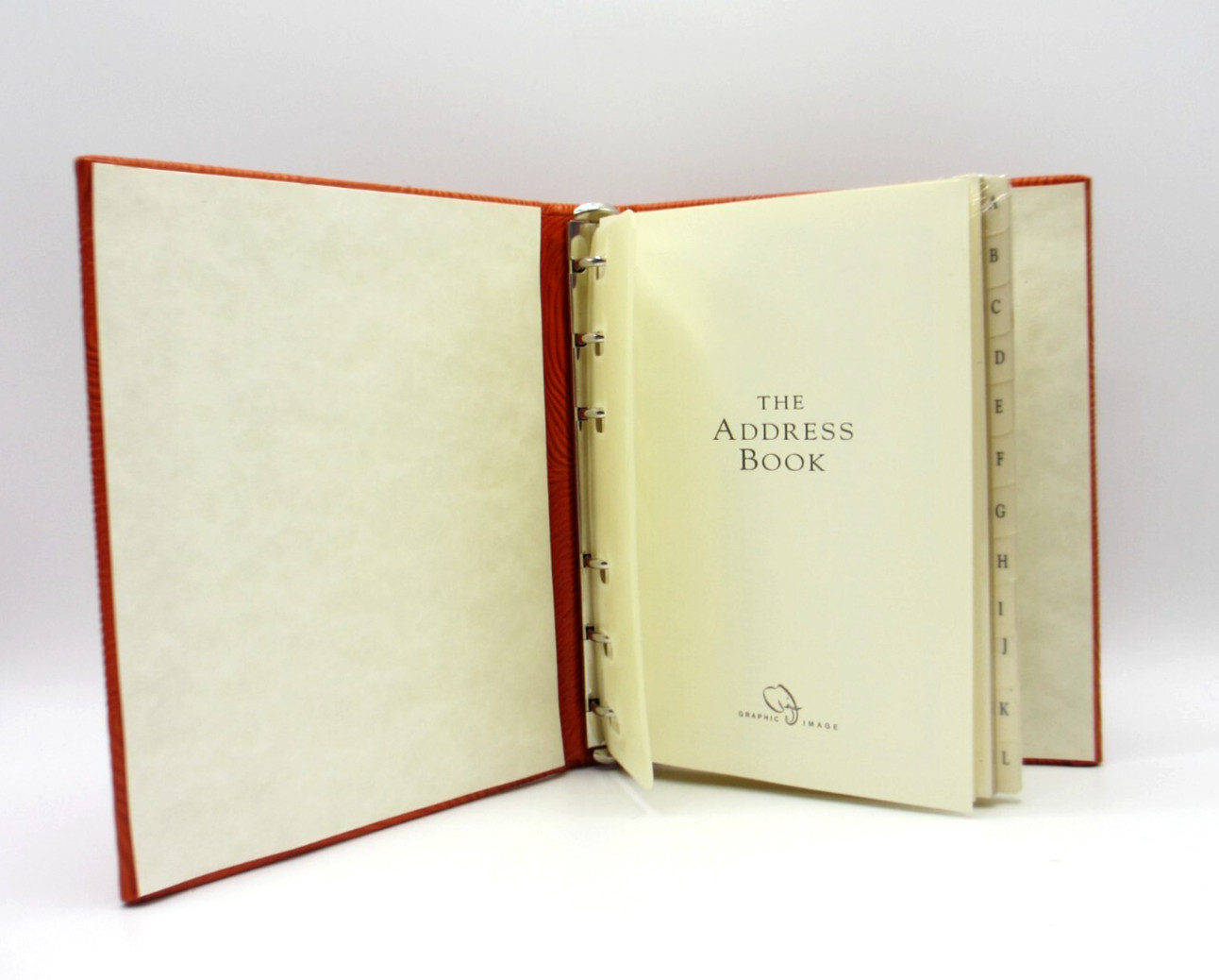 Address Book Leather Hardcover 6 Ring Binder Graphic Image ORANGE Swirl