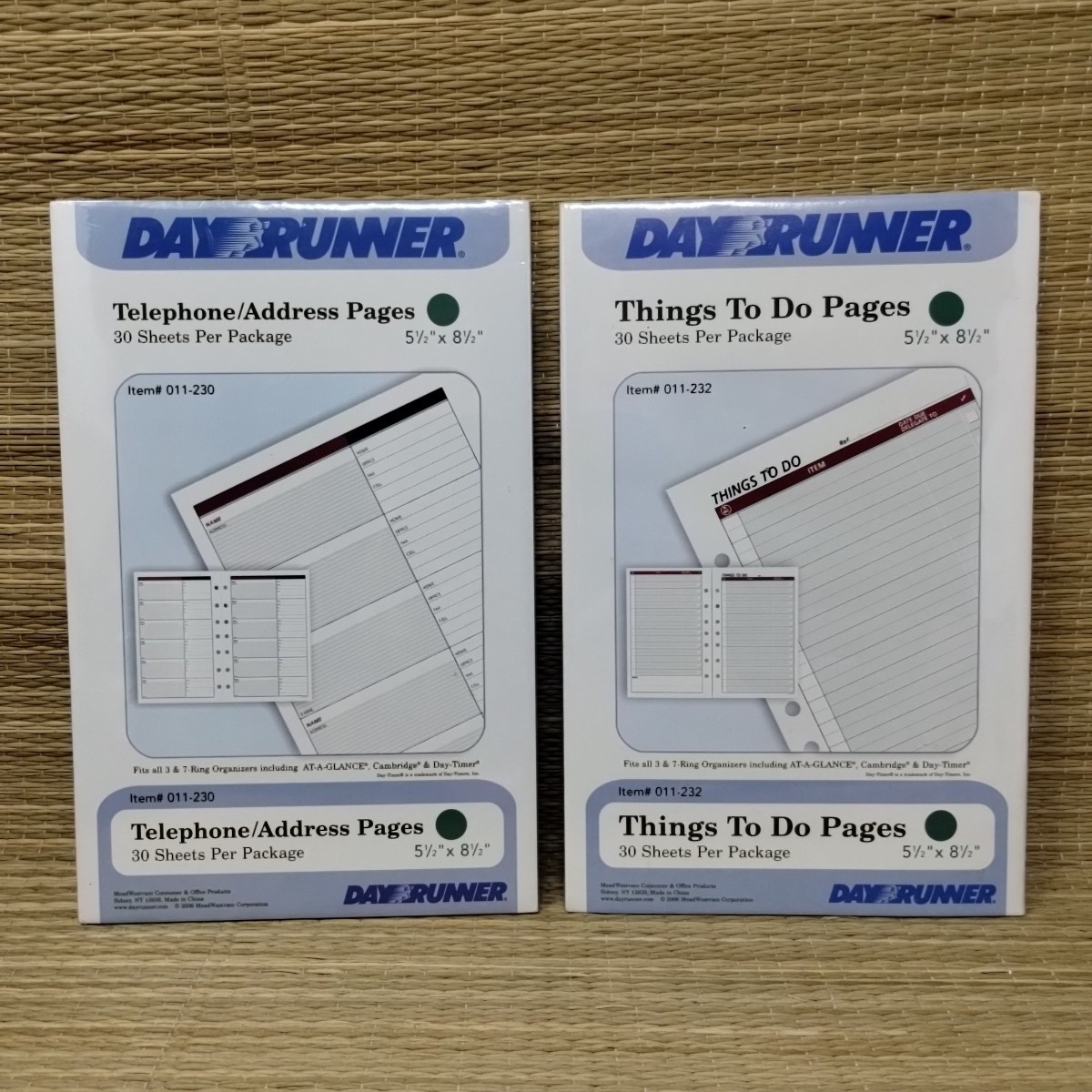 Day Runner Refill Pages Telephone Address Things To Do 30 Pages Each 5.5 x 8.5