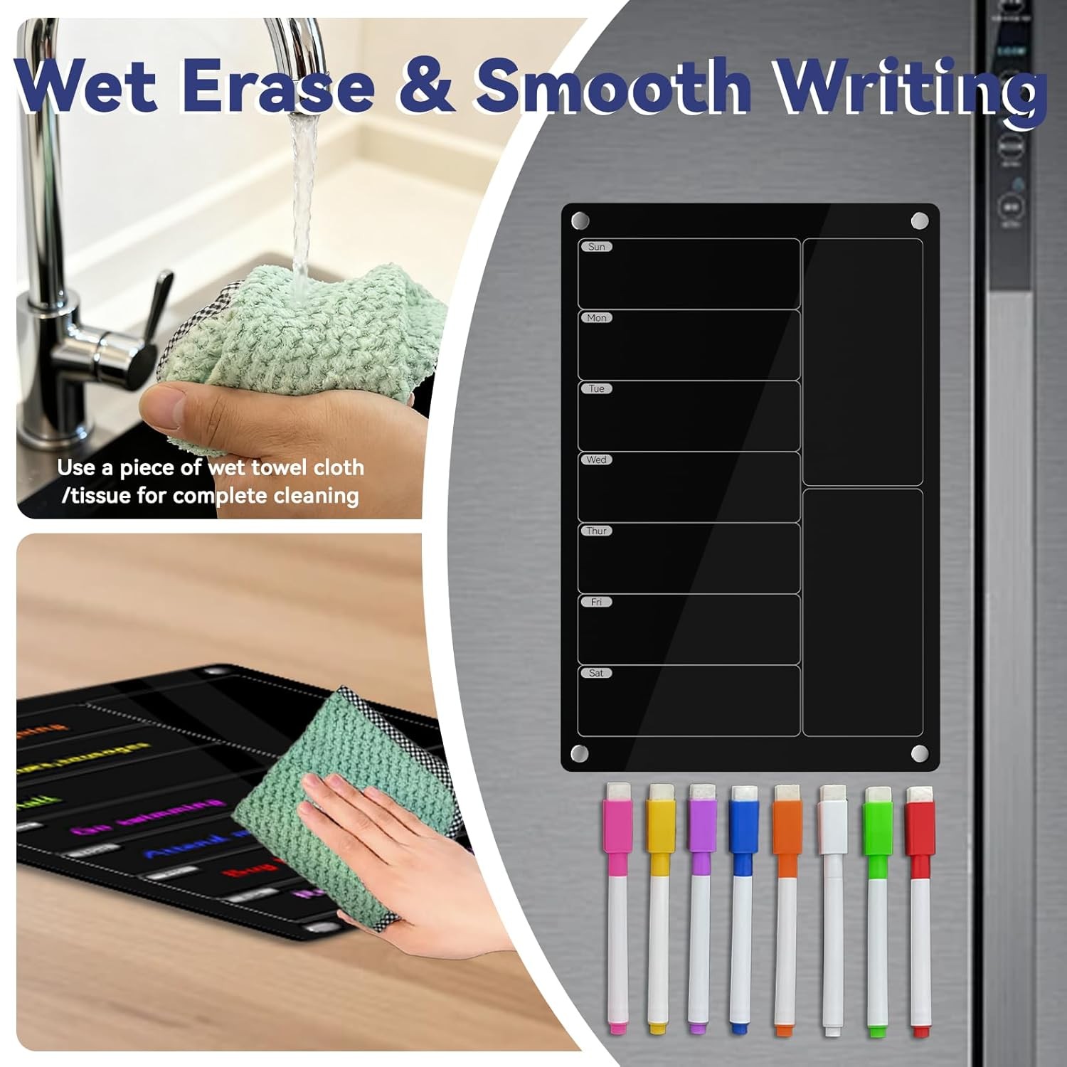 Acrylic Meal Planner Magnetic Weekly Menu Board Kitchen Fridge Menu Planner
