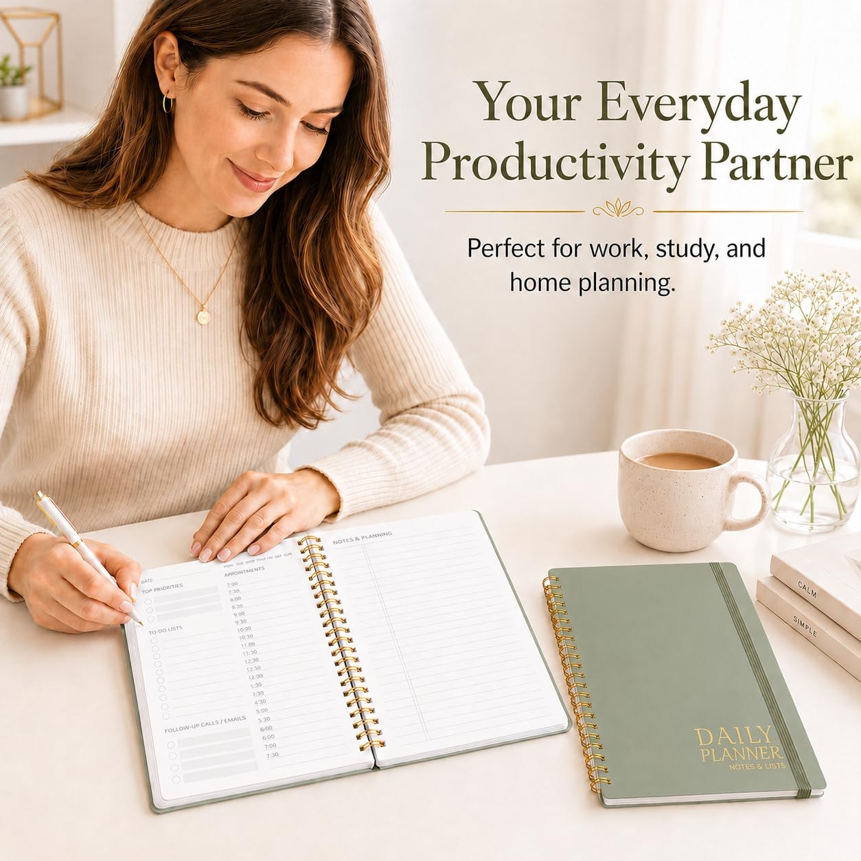 Daily Planner Undated – Simplified To Do List Notebook with Hourly Schedules,…