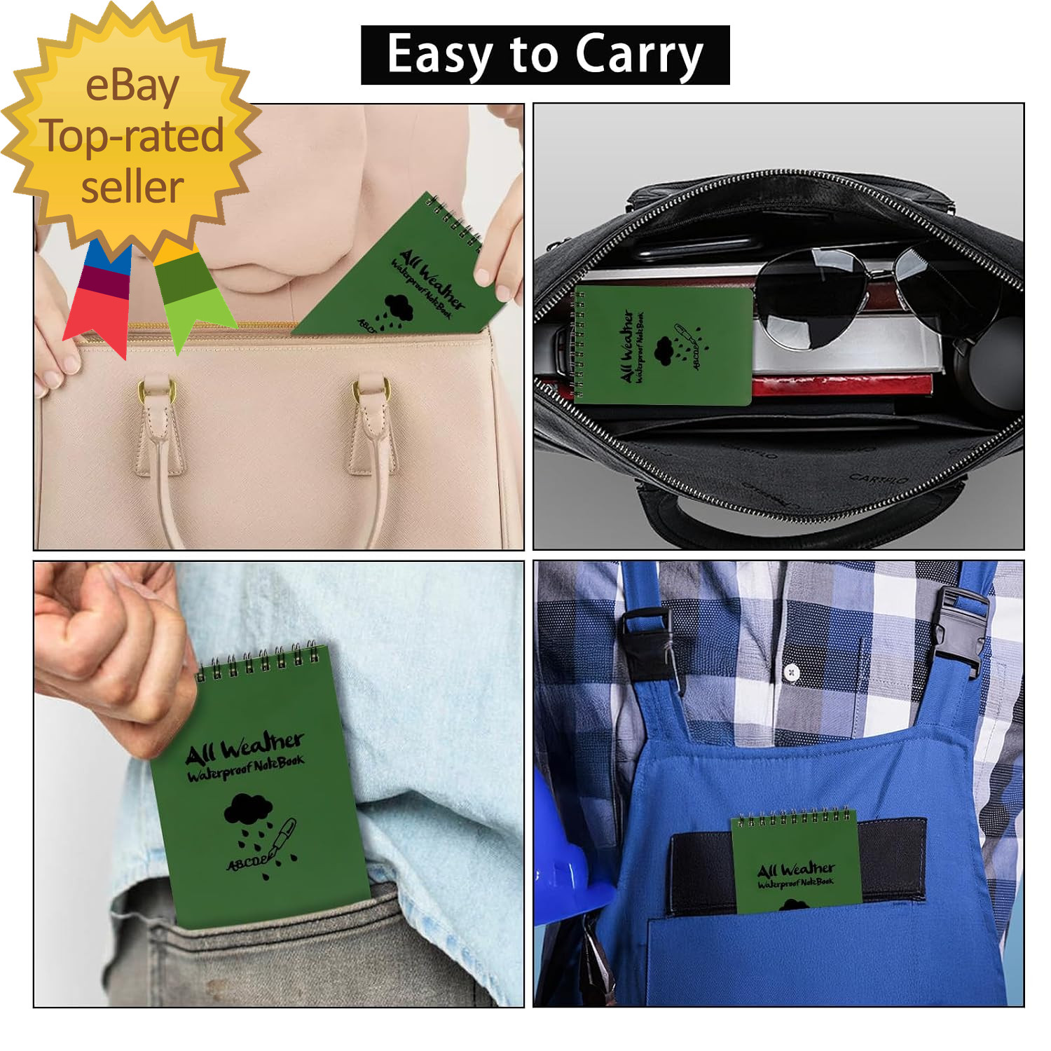 Pocket Weatherproof Top Spiral Notebook Waterproof Tactical Green Cover Memo