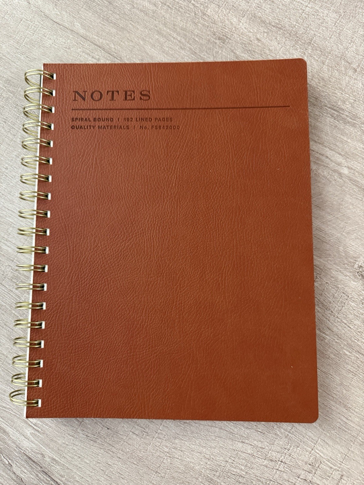 Fringe Studio Notebook Journal Faux Leather Cognac Spiral 192 lined pages