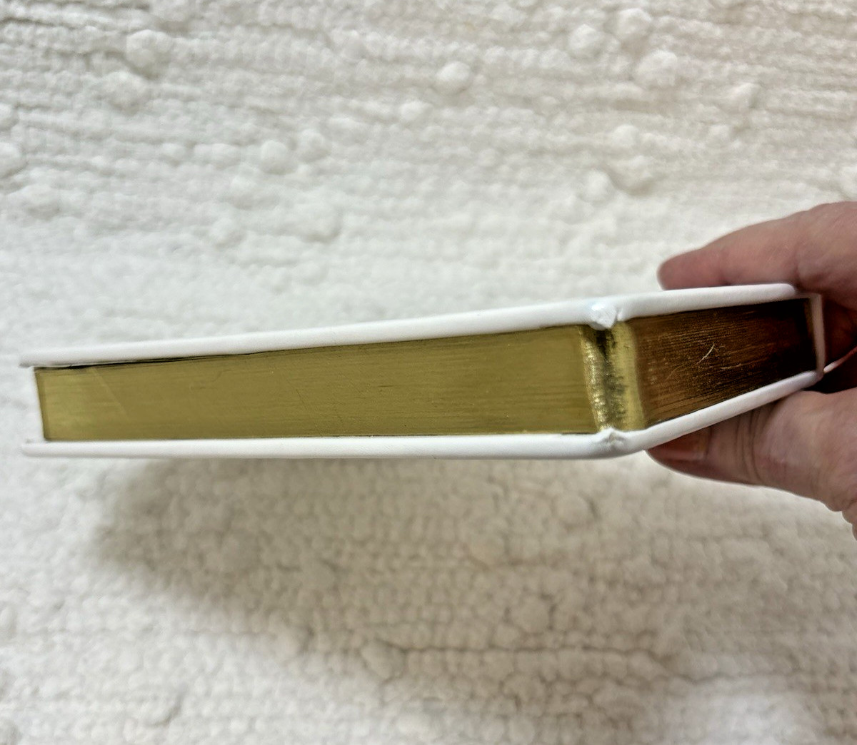 Journal blank lined pages, gold edges, white faux leather cover