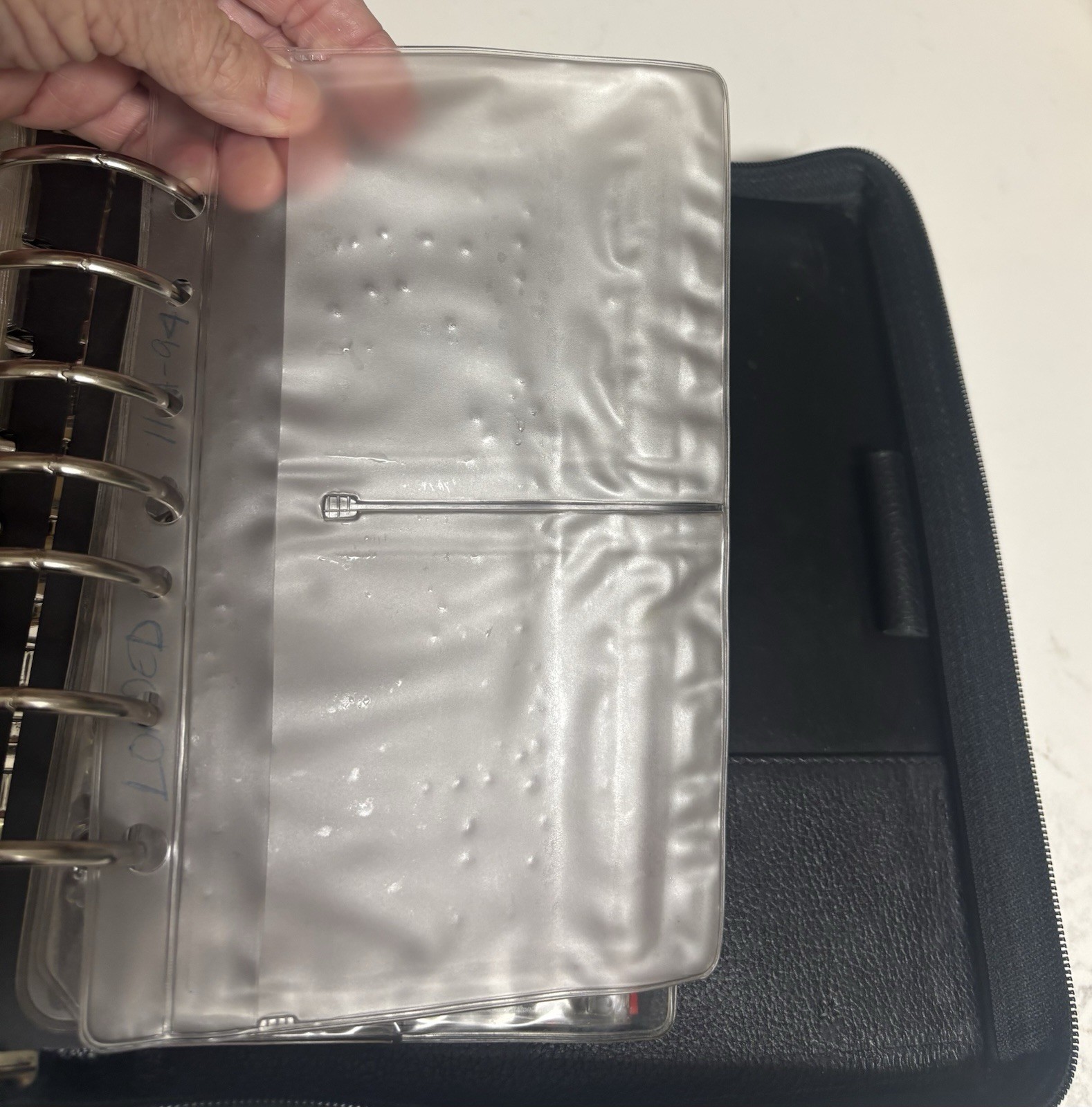 Franklin Quest Black Verona Leather Zip Organizer Planner 7 Ring Binder Vtg 90’s