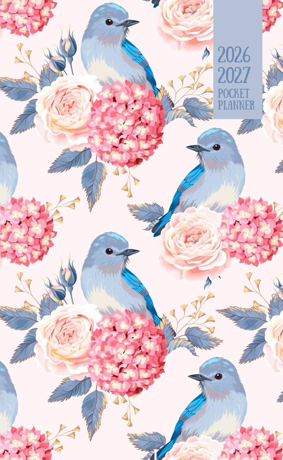 2026-2027 Pocket Planner: Floral Bluebird 2-Year Monthly Mini Calendar Book (Jan