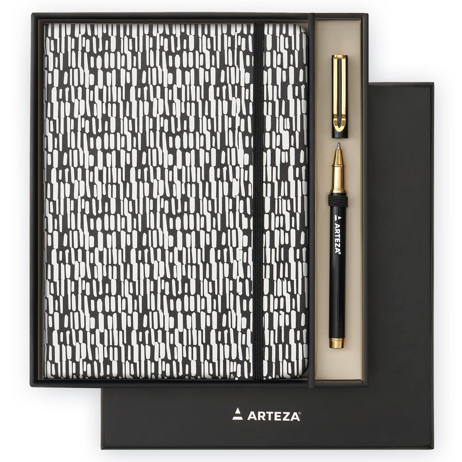 ARTEZA Journal Gift Set, 6×8 Inches, 96 Sheet Notebook 1pack, Black/White