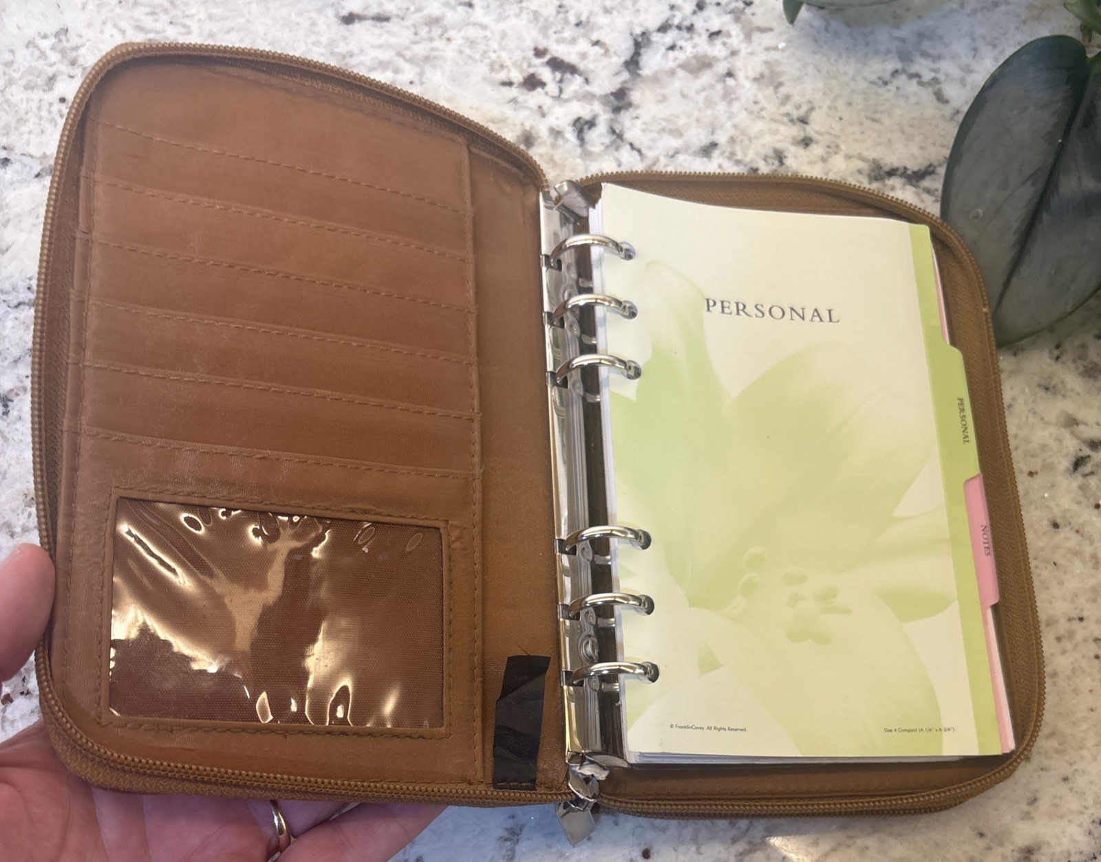 Franklin Covey? Compact Brown Leather Planner Organizer Wallet Binder READ