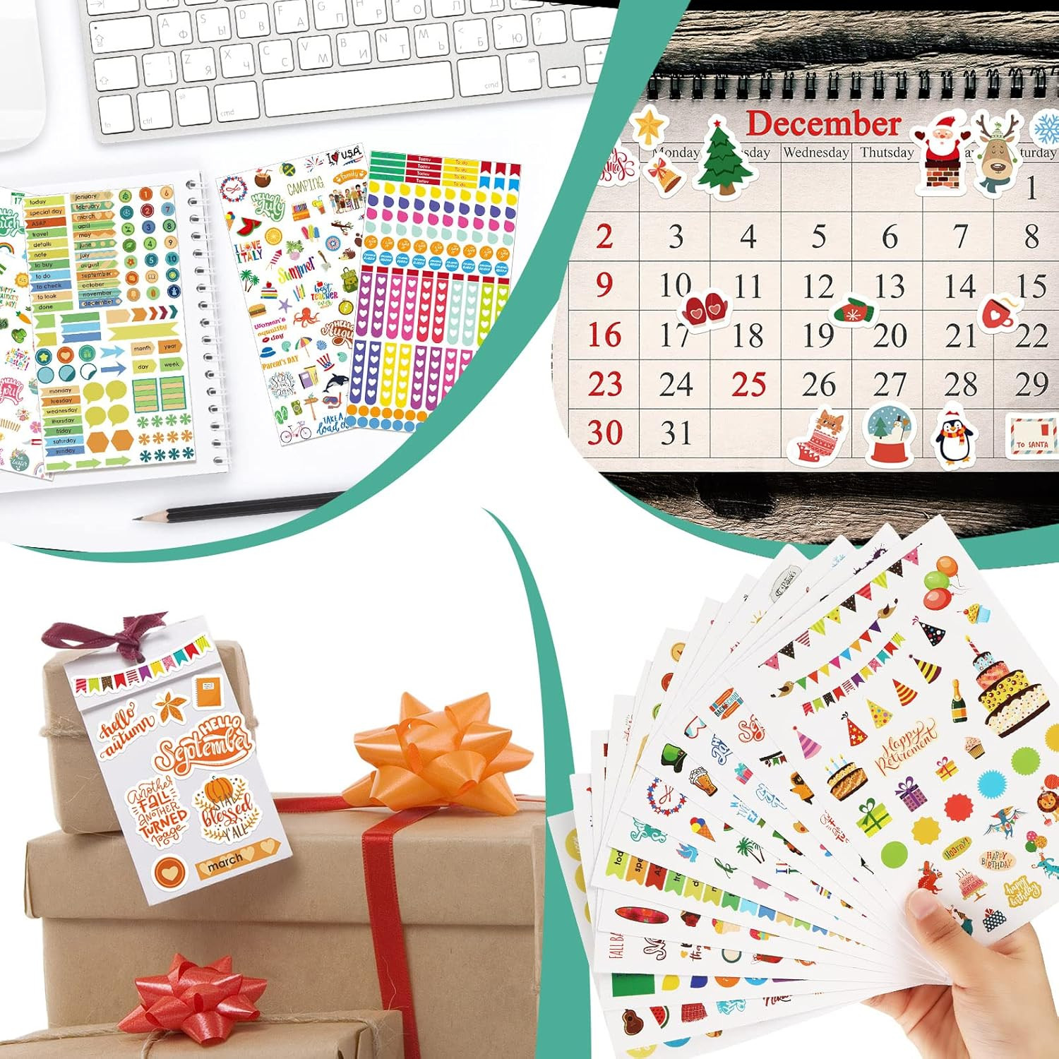 24 Sheets 1700+ Planner Holiday Seasonal Stickers Cute Planner Daily Sticker Pac