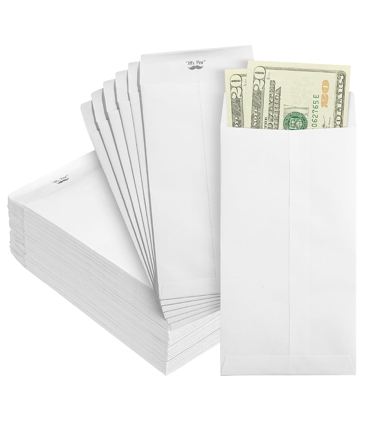 Kraft Paper Self Adhesive Money Envelopes 6.5″ x 3.5″ White Cash Envelope Set