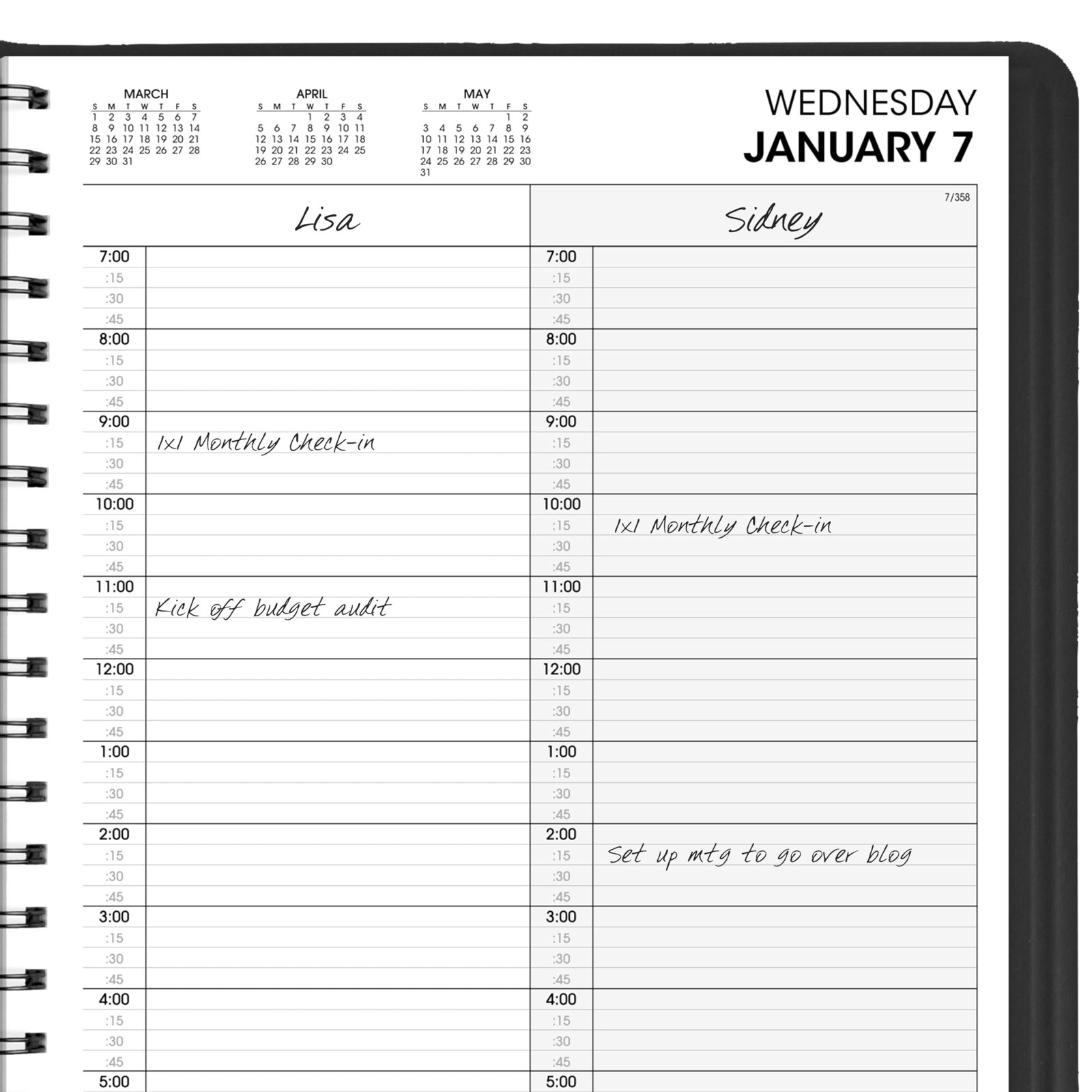 2026 Appointment Book Planner, Daily, 8″ x 11″, Large, Two Person Group, Blac…