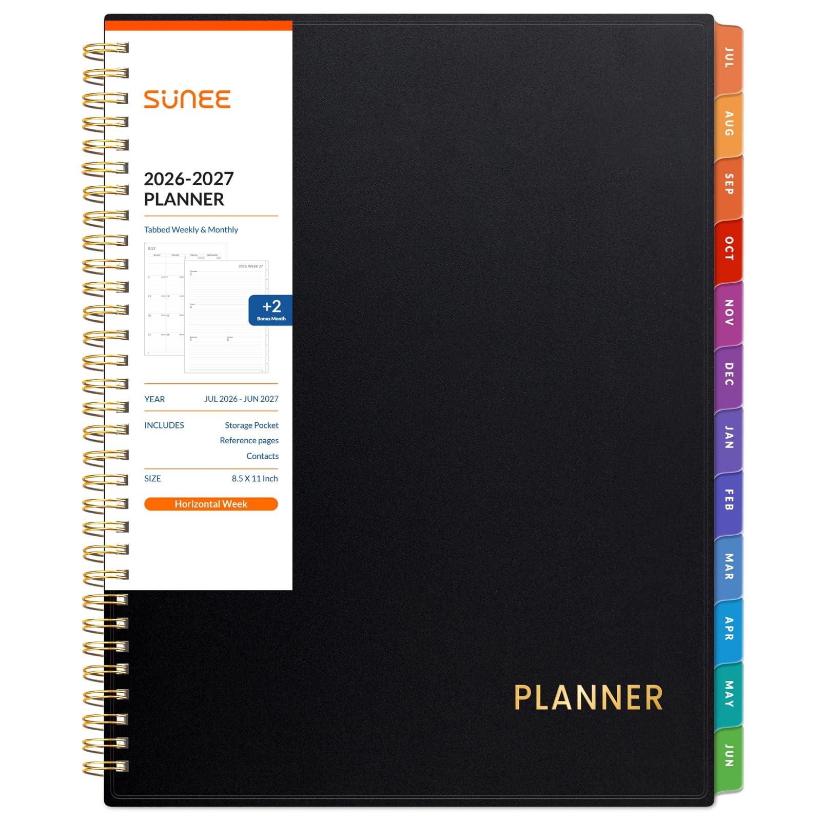 2026 2027 Academic Planner Weekly Monthly Student Teacher Organizer 8.5×11 Black