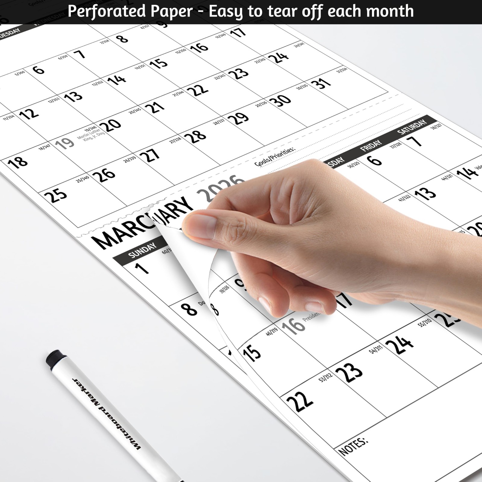 2026 Wall Calendar – 3 Month 2026 Vertical, Jan 2026 – Dec Black