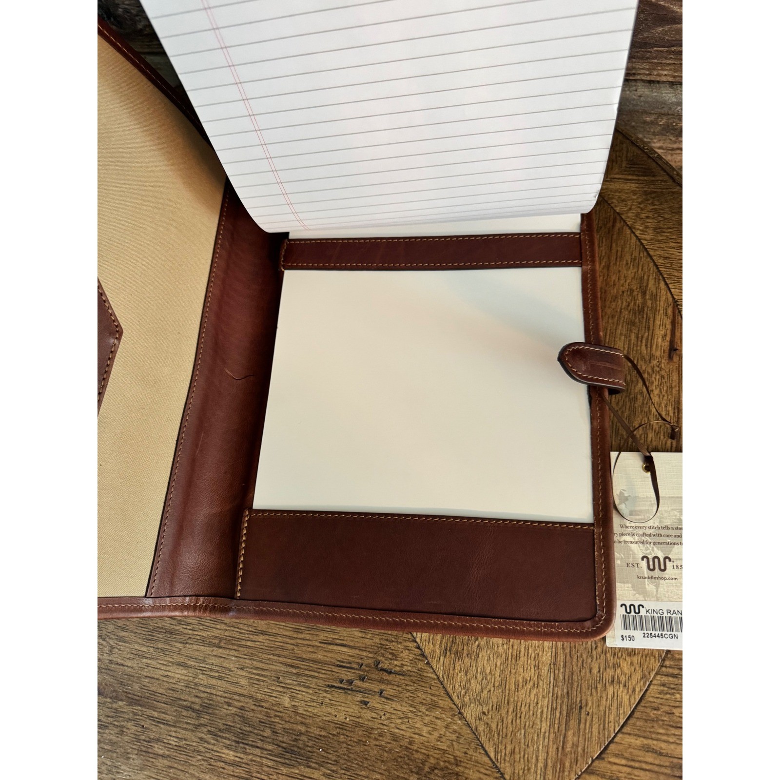 King Ranch Leather Notepad Portfolio Cognac Brown Running W 225445CGN NWT