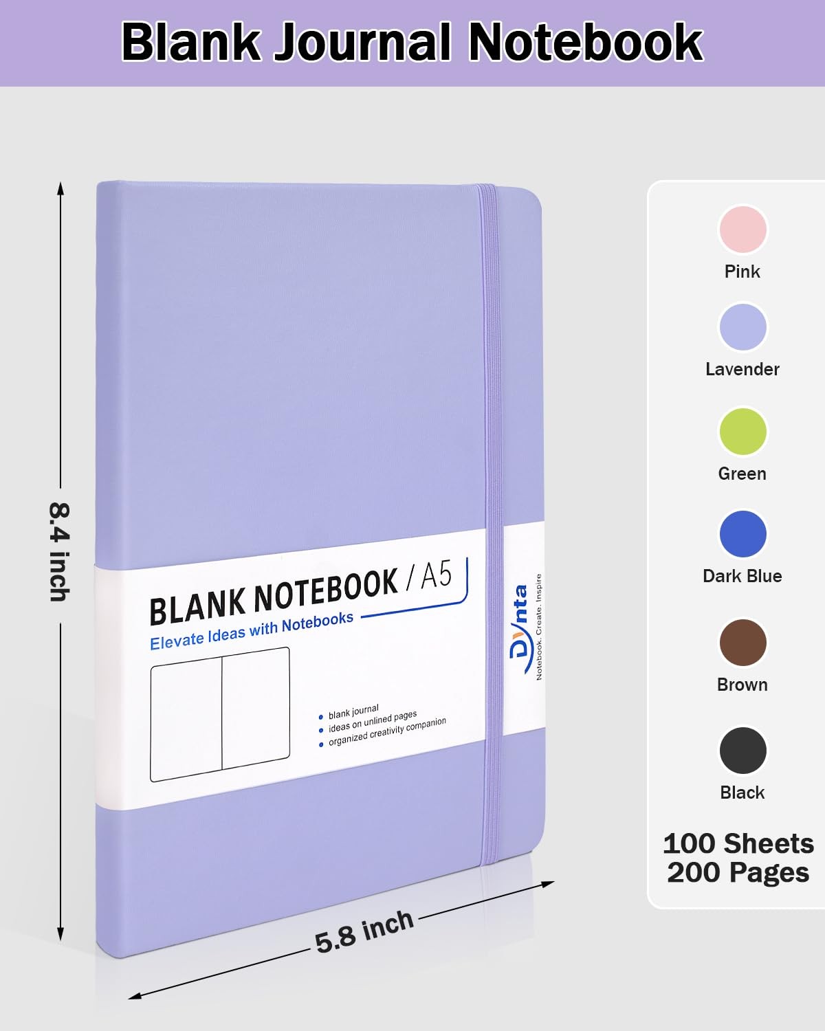 Dynta Blank Journal Notebooks for Women Men, 6 Packs A5 Hardcover 6 colors