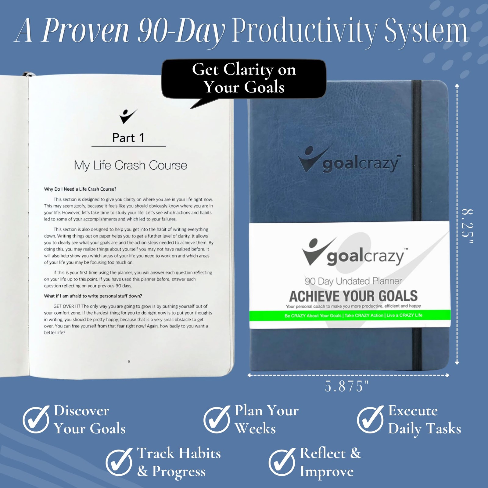 Undated Daily Planner to Achieve Your Goals – 90 Day Guided Journal & Product…