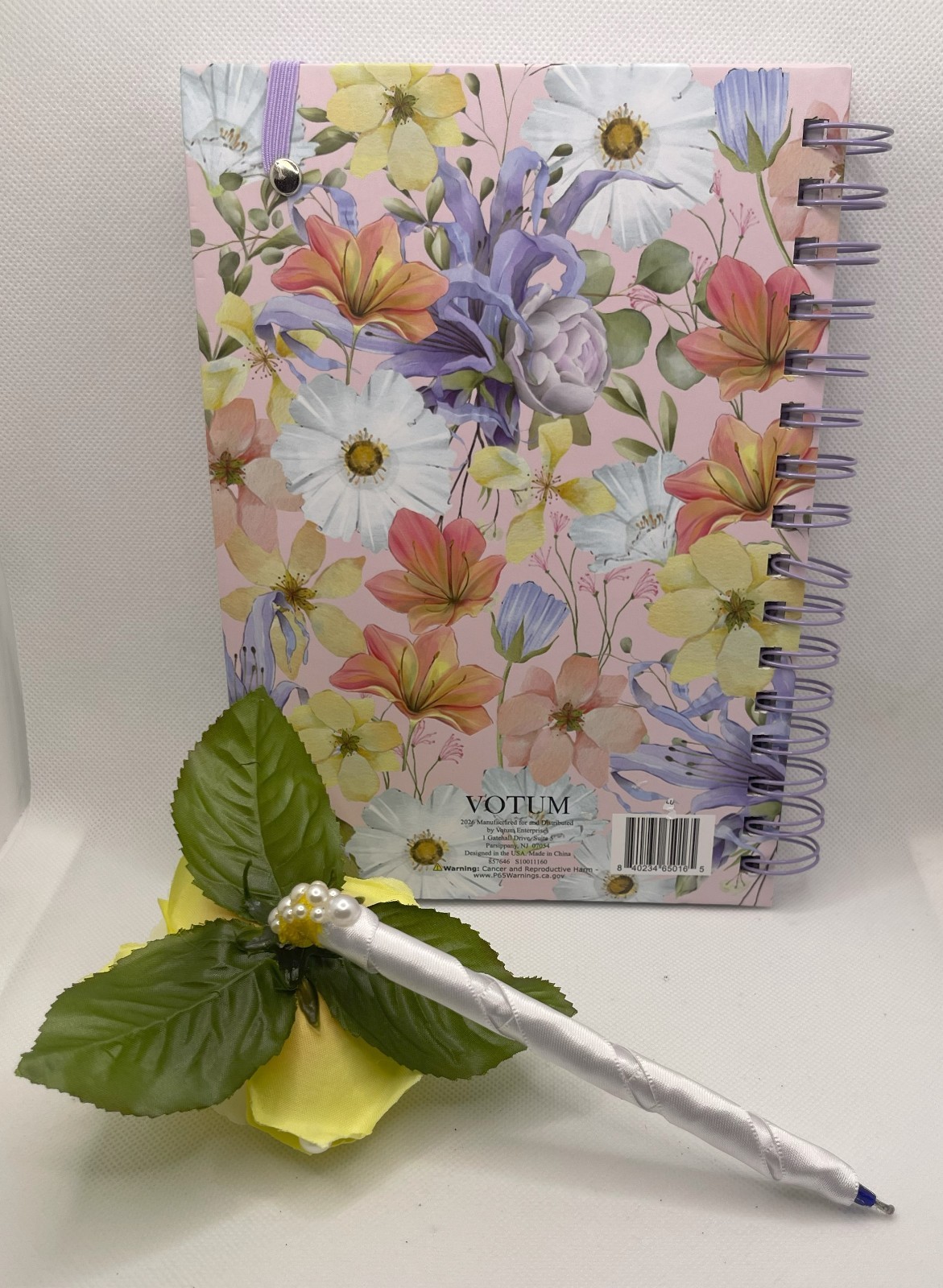 Yellow Rose Writing Pen (Y1) & Multi-Floral Writing Journal (J&P7) by Votum