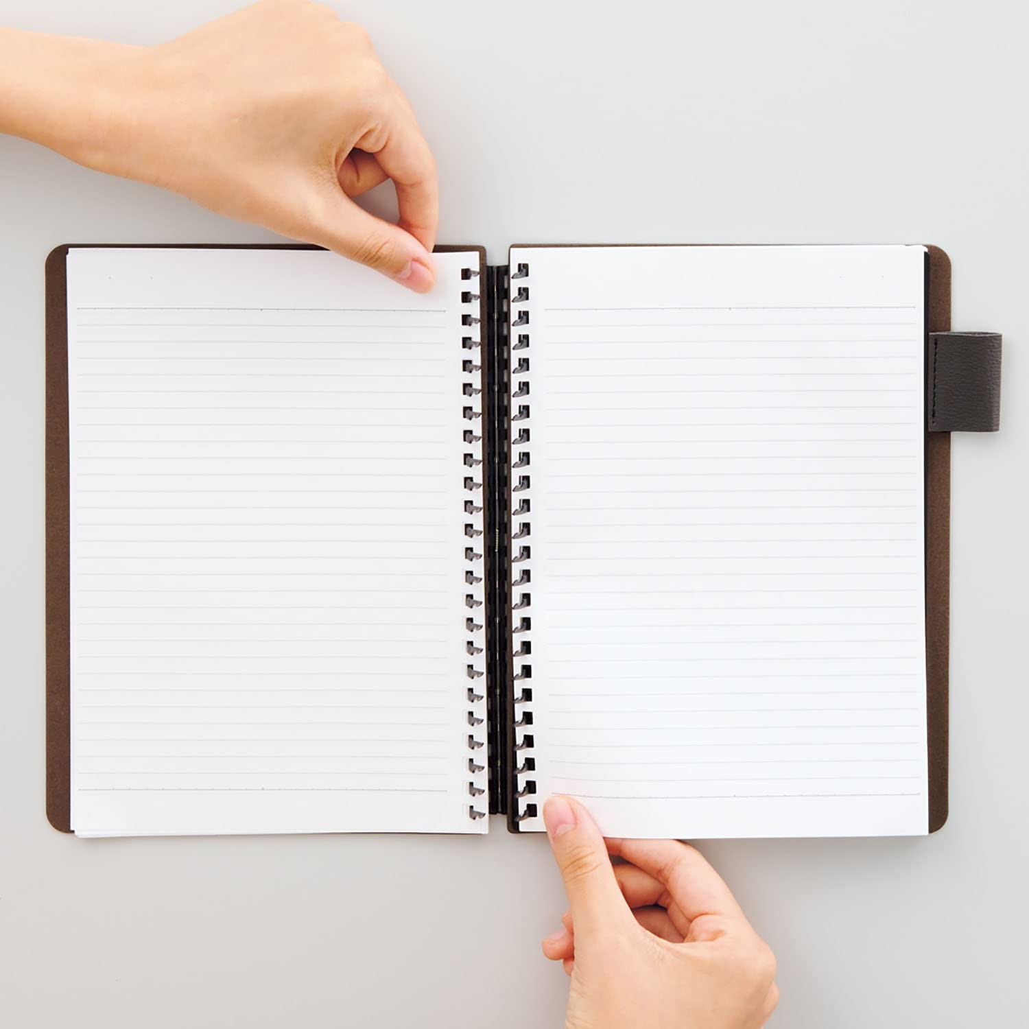 Lihit lab. Open Ring Notebook Synthetic Leather Cover A5 Gray N2993-27