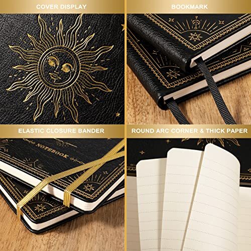 Artfan Ruled Notebook/Journal – Premium Thick Paper Faux Leather Classic BLACK1