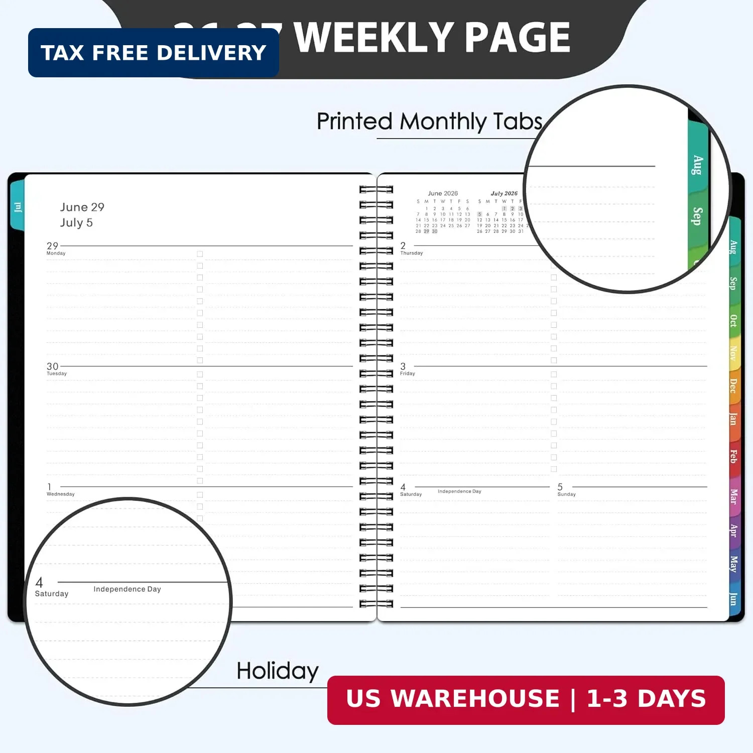 Planner 2026-2027 – 8” x 10”, JUL 2026 to JUN 2027, 2026-2027 Calendar, Weekly
